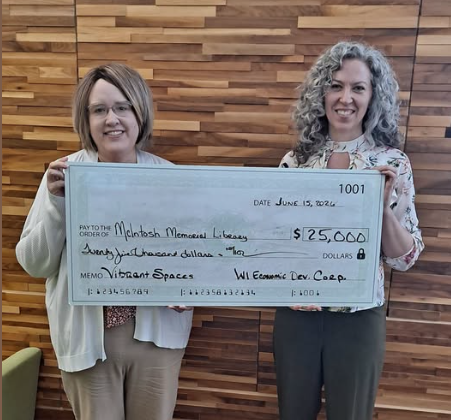 Picture of two women holding a big check